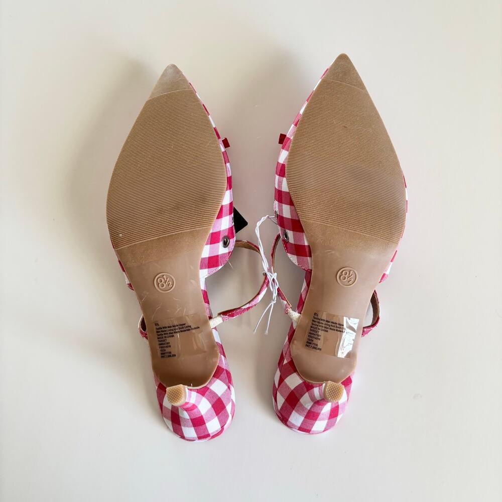 Wild Fable Lysandra Gingham Eyelet Kitten Heels Women's 8.5 Red & White NWT - Picture 5 of 8